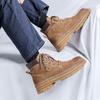 Herren Casual Outdoor Wüstenstiefel Schnürschuhe Rindsveloursleder Schuhe Frühling Herbst Cowboy Stiefelette Vintage Werkzeugsohle Plateau Botas