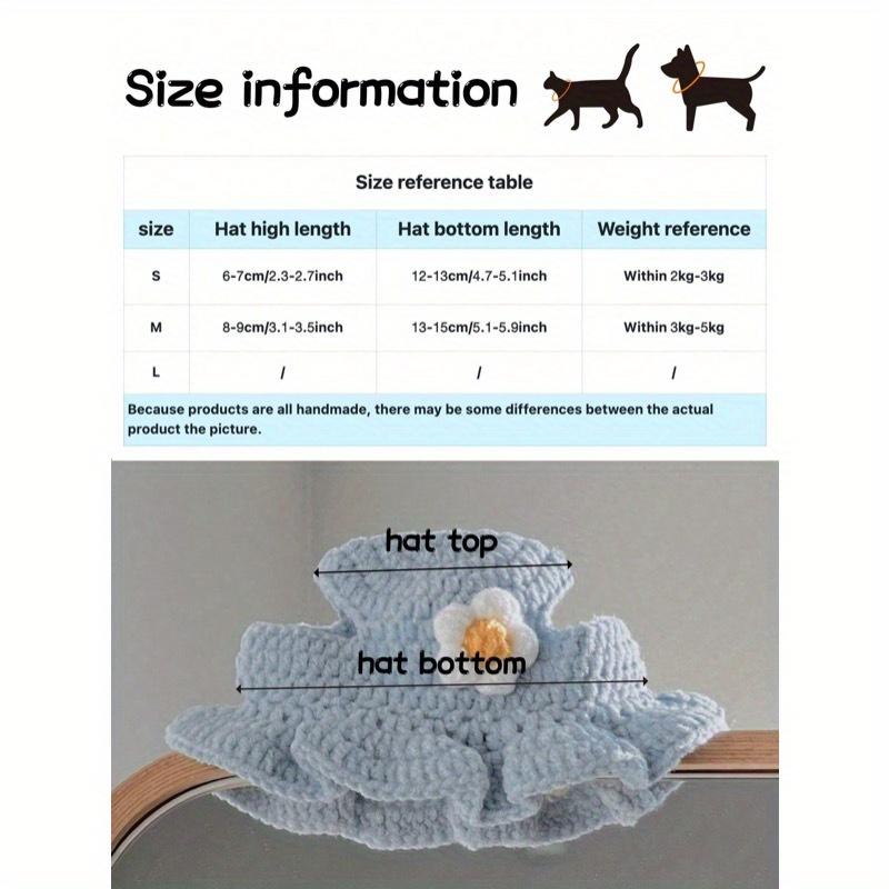 1 Stück Handgemachte Häkel-Tierhut Mit Kleinem Blumenmuster, Geeignet Für Kleine Und Mittelgroße Hunde Oder Katzen