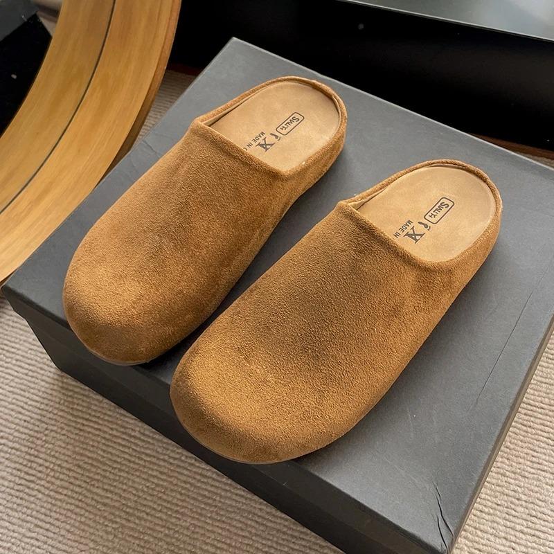 Retro Effen Kleur Platte Bodem Dames Schoenen Dames Slippers Mode Suède Pantoffels Mules Casual Comfortabele Sandalen