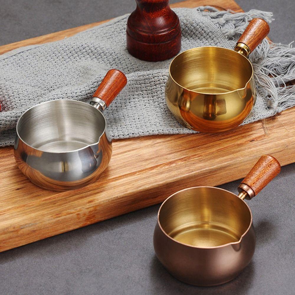60ml/120ml/180ml Seasoning Cup Wooden Handle Measuring Spoon Dipping Bowl Sauce Pan Ketchup
