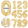 1PCS 40 Inch Large White Gold Light Gold Digital Foil Balloon for Girls' Birthdays Helium Big Number0-9 Balloon Decoration