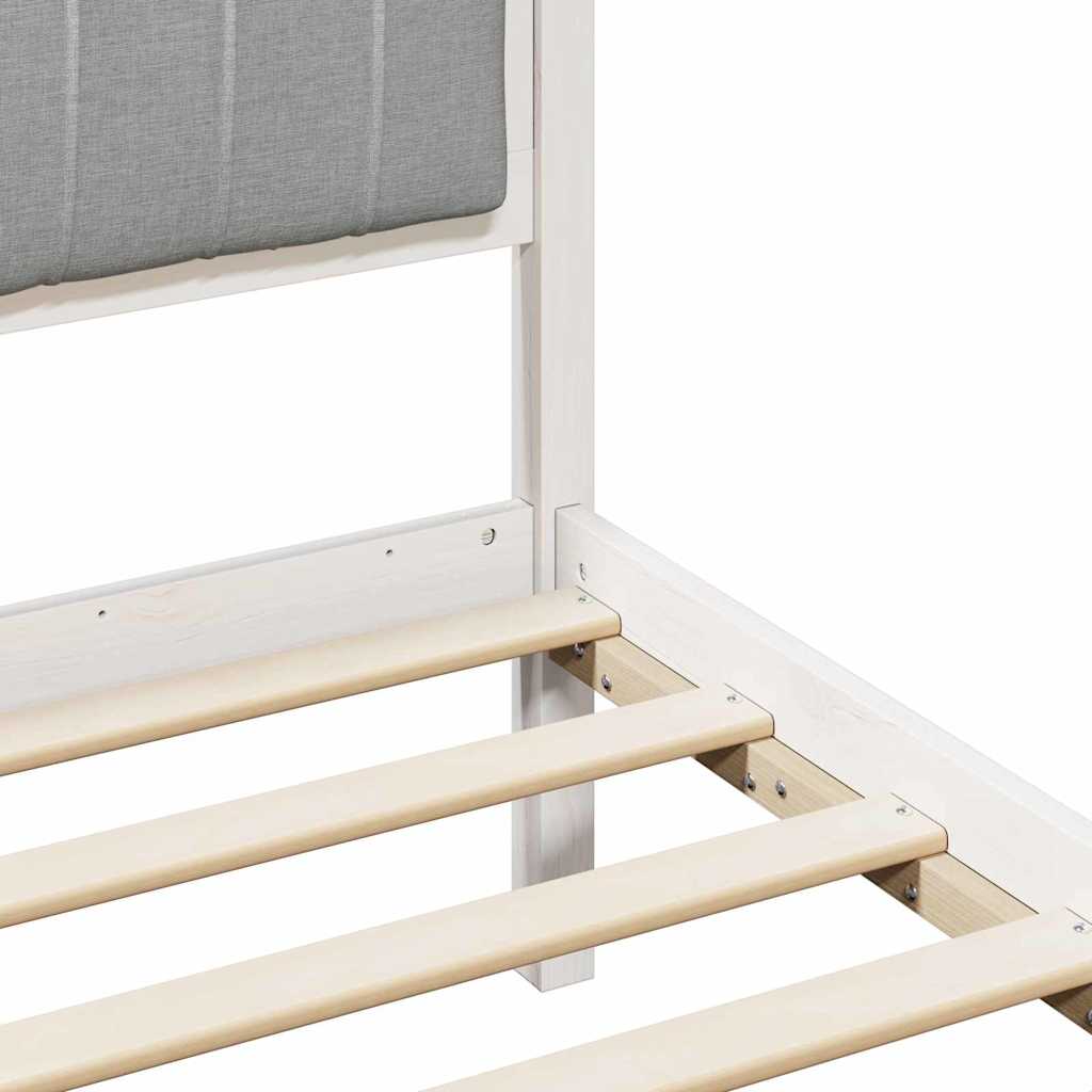 Bed Frame in White and Light Grey 135 x 190 cm Solid Pine Wood