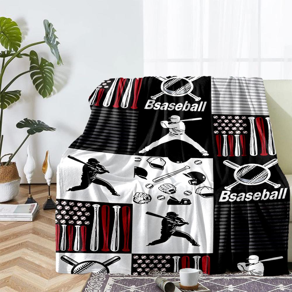 Baseball Theme Printed Blanket - Perfect for Couch, Bed, Travel & Outdoor Use | Machine Washable, Cozy & Durable.