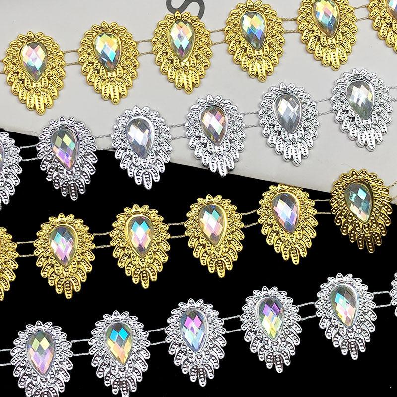 9M Imitation Diamond Chain Ribbon 2.4cm Width Lace Trim For Sewing Clothing Dress Cuff Ethnic Garment DIY Accessories