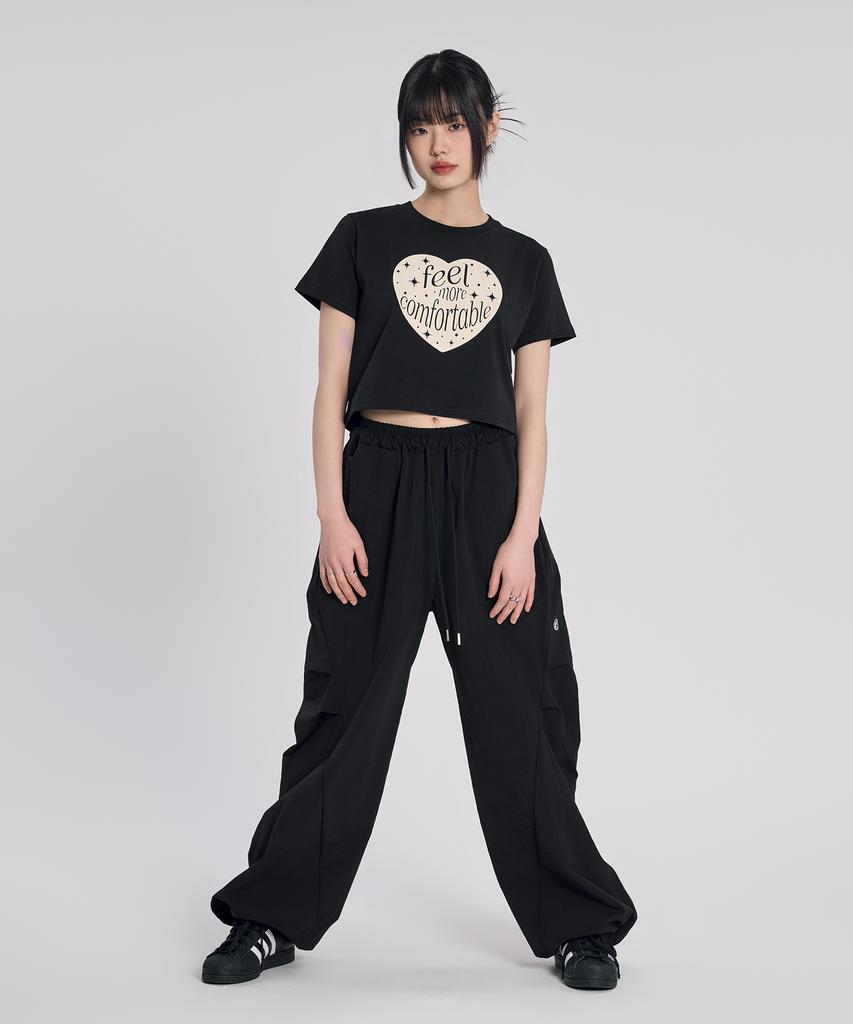 SLOW RECORD HOUSE Parachute Flare Pants_Black
