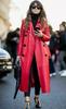 Handmade Long Designer Stylish Women Red Trench Coat Leather Genuine Lambskin