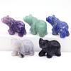 Natural 2" Crystal Bear Figurine Healing Stone Carved Animals Reiki Crafts Small Statue Decoration Home Decor Present Souvenir
