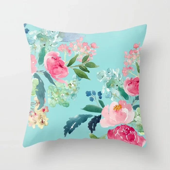 Flower Pattern Decorative Art Cushion Cover Pillow Pillowcase Polyester 45*45 Throw Pillows Home Decor Pillowcover
