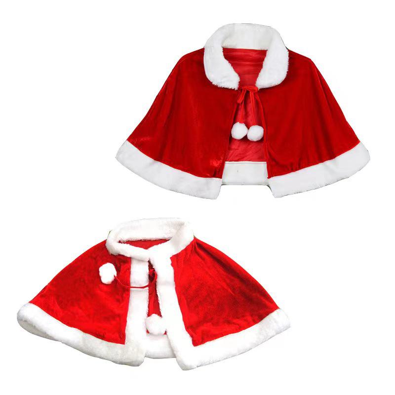 Costume da Bambino con Mantello di Babbo Natale con Cappuccio in Velluto Rosso