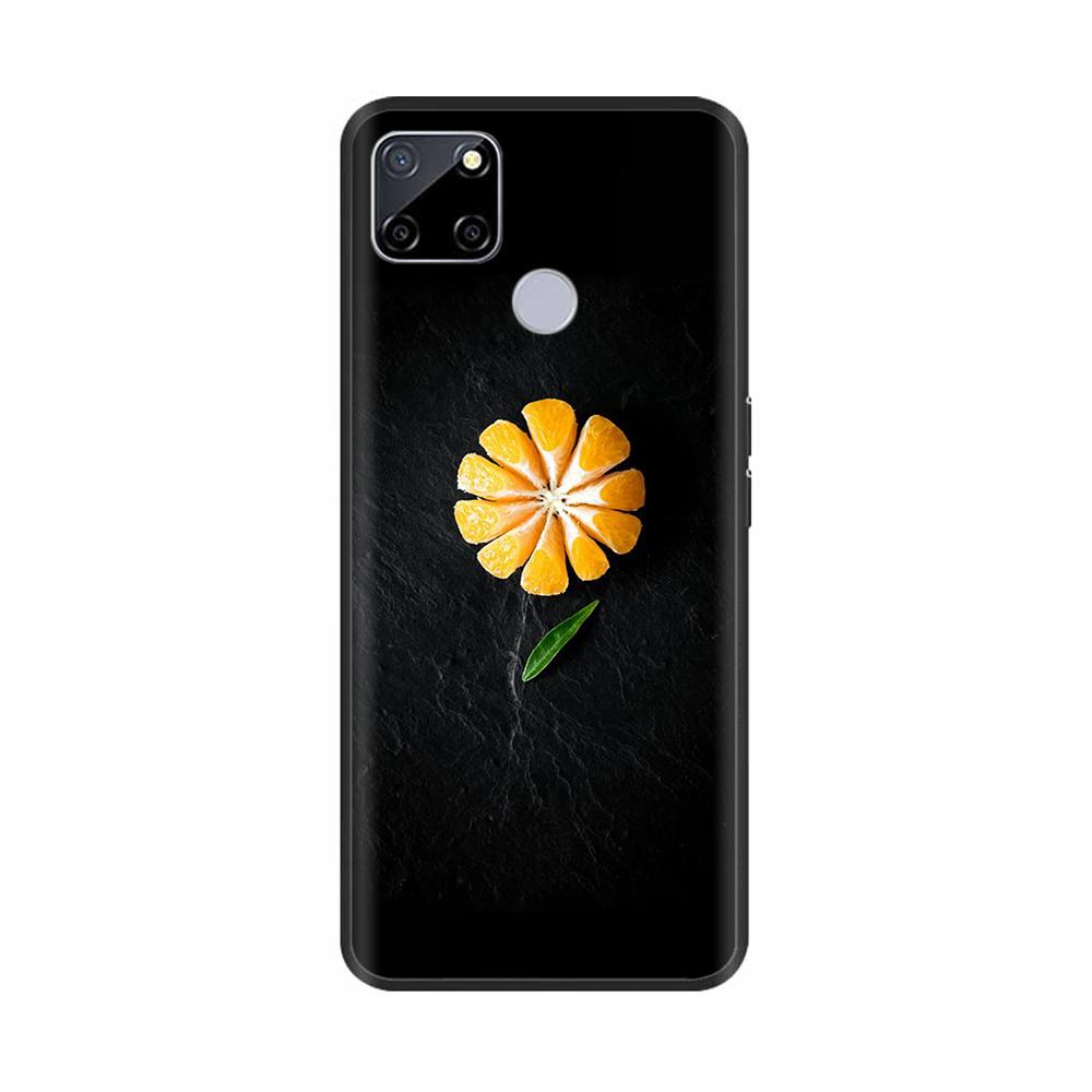 Für Realme C25 Hülle C25s Weiche Niedliche Abdeckung für OPPO Realme C25Y C21Y Silikon Schwarze TPU Handyhülle Für OPPO Realme C21 Blume Capa