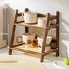 Étagère de rangement en bambou à double couche pour bureau, bar à café, comptoir, support ouvert pour pots de fleurs, rangement pour articles divers