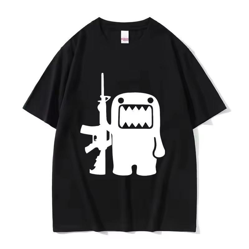 2026 New Epic Face Domo Kun Summer Casual Pure Cotton Fashion Casual Tshirt for Couples Women and Unisexs Clothing Summer T Shirt