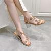 Hot Sale Women's Shoes Open Toe Women's Sandals Fashion Crystal Floral Dress Sandals Women New Plus Size Heeled Sandals