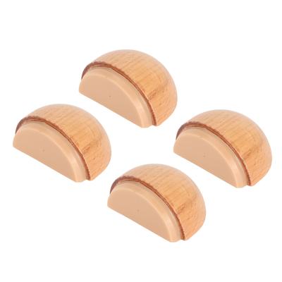 4pcs Wood Door Stopper Multipurpose Silent Prevents Collision Drilling Free Shock Absorbent Door