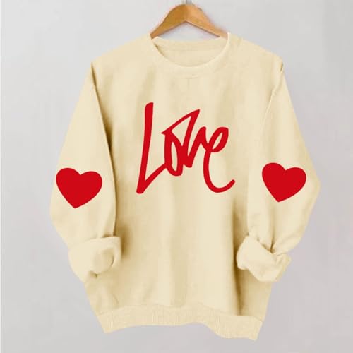 Dames Casual En Modieuze Ronde Hals Top Met Valentijnsdag Print Capuchon T-shirt Lange Mouwen Sweatshirt