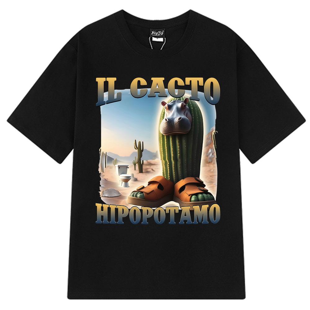 Italian Brainrot Tralalero T-shirt Tralala Tung Sahur Bombardiro Crocodile Fun Meme Men's Fashion Loose T-shirt