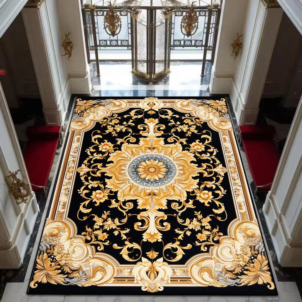 Red Gold High-end Luxury Carpet Living Room Large Area Rug Europe and America Home Decoration Bedroom Rug Washable Floor Mat