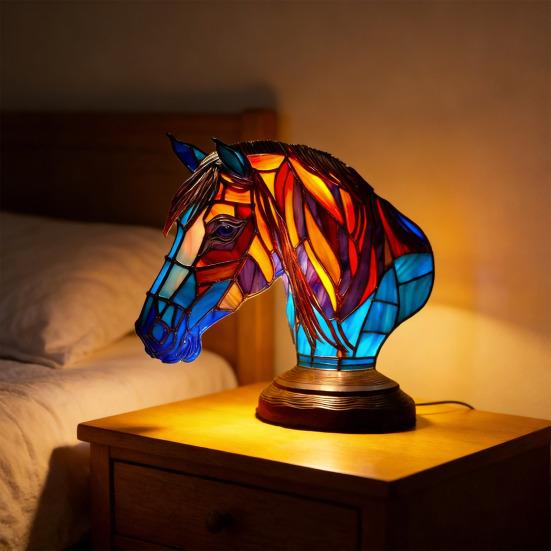 Retro Buntglas Harz Tier Tischlampe Vintage Stil Tierförmige Nachttischlampe Kleines Dekoratives Nachtlicht für Schlafzimmer Wohnzimmer Kinderzimmer Zuhause