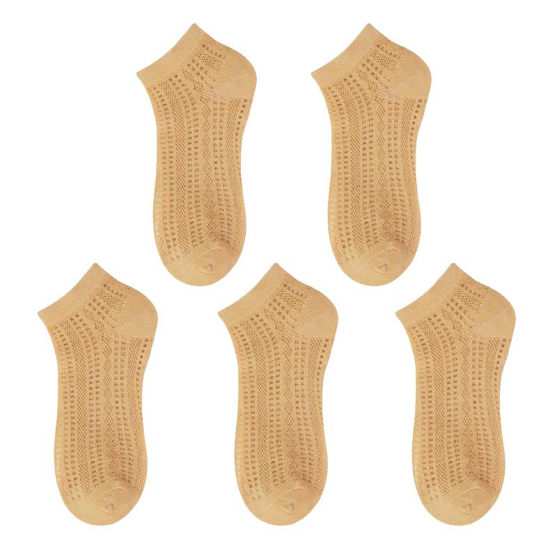5 Pairs Summer Thin Mesh Short Socks for Women Cute Solid Girls Casual Low Tube Cotton Hollow Breathable Female Ankle Socks
