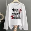(Asian Size) Christmas New Year Graphic Tee Women Autumn Winter Spring Casual Fashion Top O-neck Clothing Print T Shirt Long Sleeve T-shirts
