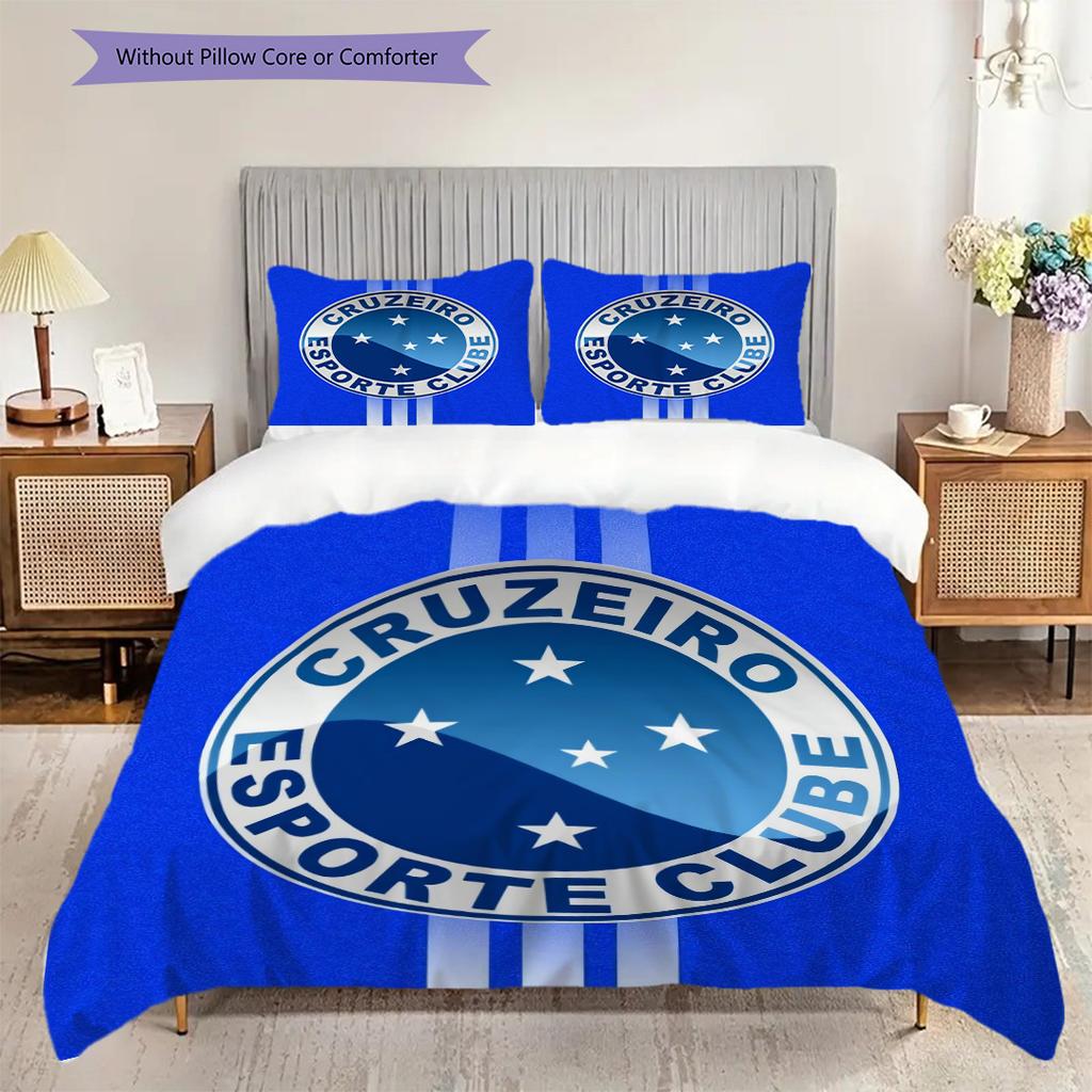 Cruzeiro Esporte Pattern Bedding Quilt Set Quilt Cover Pillowcase Home Decoration Birthday Gift (1 * Duvet Cover + 2 * Pillowcase, Without Core)