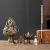 Retro Boshan Stove Incense Burner Set - Includes Tower, Mold, and Spoon for Agarwood Sandalwood Powder Incense Ceremony.