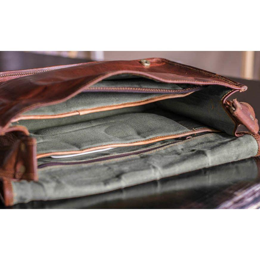 Brown Leather Bag Men's Genuine Vintage Messenger Bag Shoulder Laptop Briefcase