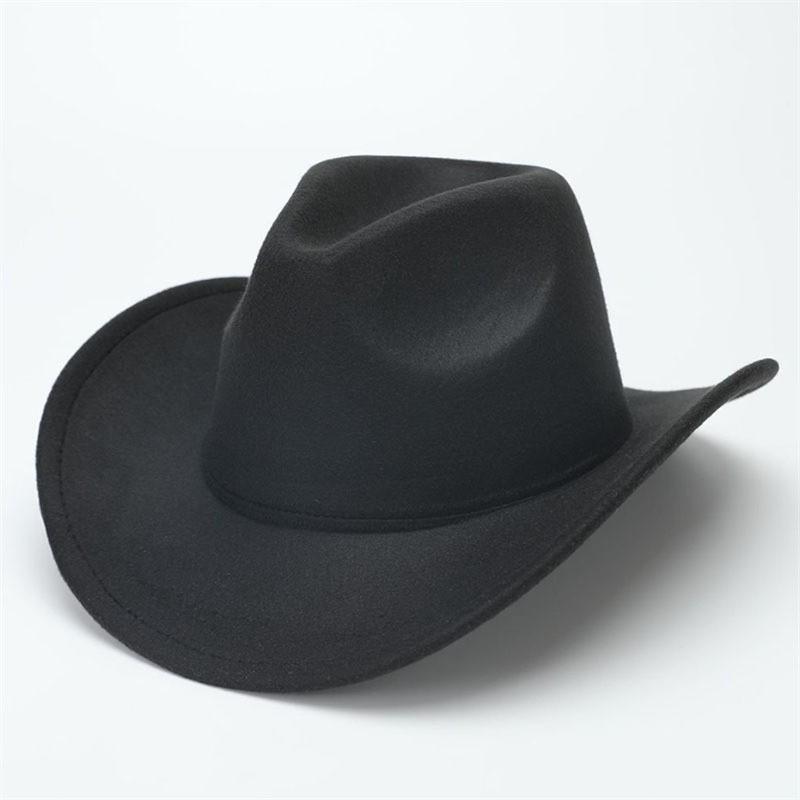 European, American and Western Cowboy Hat Wool Jazz Top Hat Men and Women's Ethnic Style Autumn and Winter Felt Hat Big Eave Hat Felt Hat