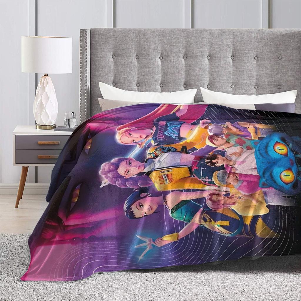 Demon KPop Blanket  Soft Funny Plush Throw Blanket For Kids Bedroom Flannel Bedspread Bed Cover