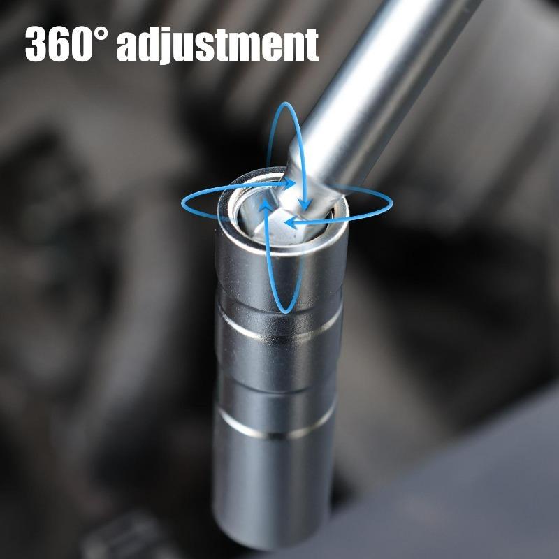 14mm 16mm Magnet Spark Plug Removal Tool Wrench Sleeve 3/8" 12-Point Swivel Candle Key 16mm Long Extension Socket Kit Tools