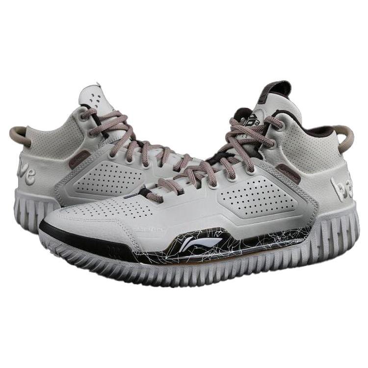 Li Ning Badfive 3 Comfortable Cushioning, Wear Resistant Mid Top Basketball Shoes Men's Ecru ABFT025-3