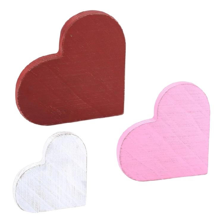 3/4Pcs Wood Heart Sculpture Valentines Decoration For Tabletop Mantels Wall Display Anniversary Wedding Celebration