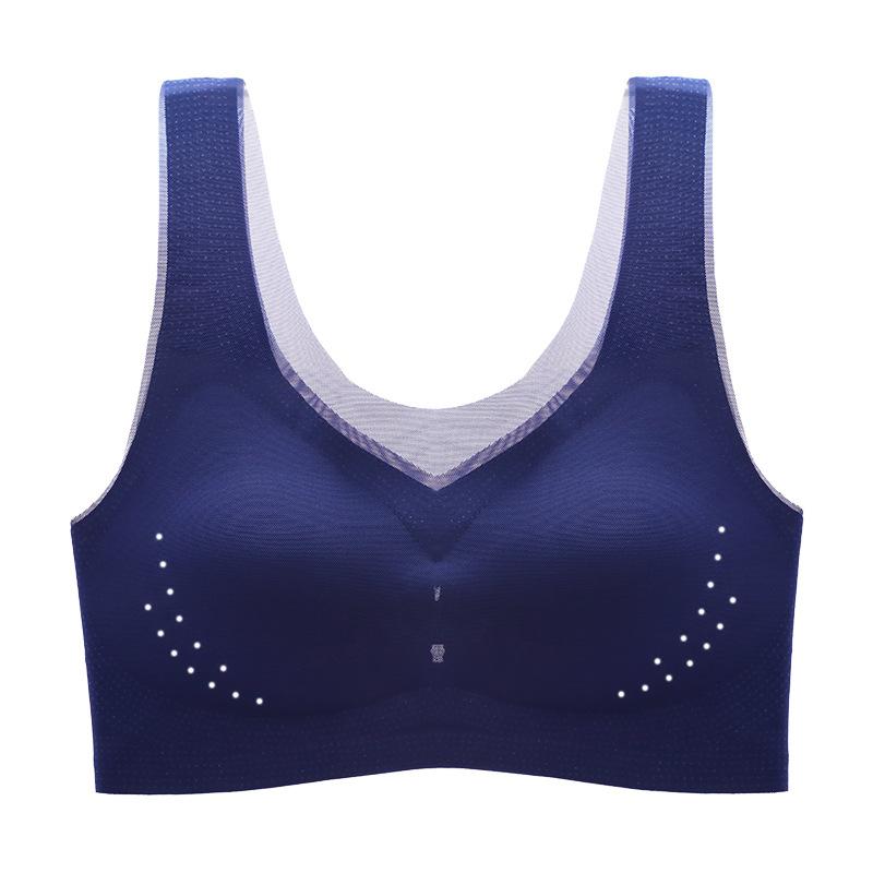 Ultra Thin Ice Silk Back Large Size Seamless Underwear No Steel Ring Gathered Bra Sports Tank Top Women's Bra Wrap