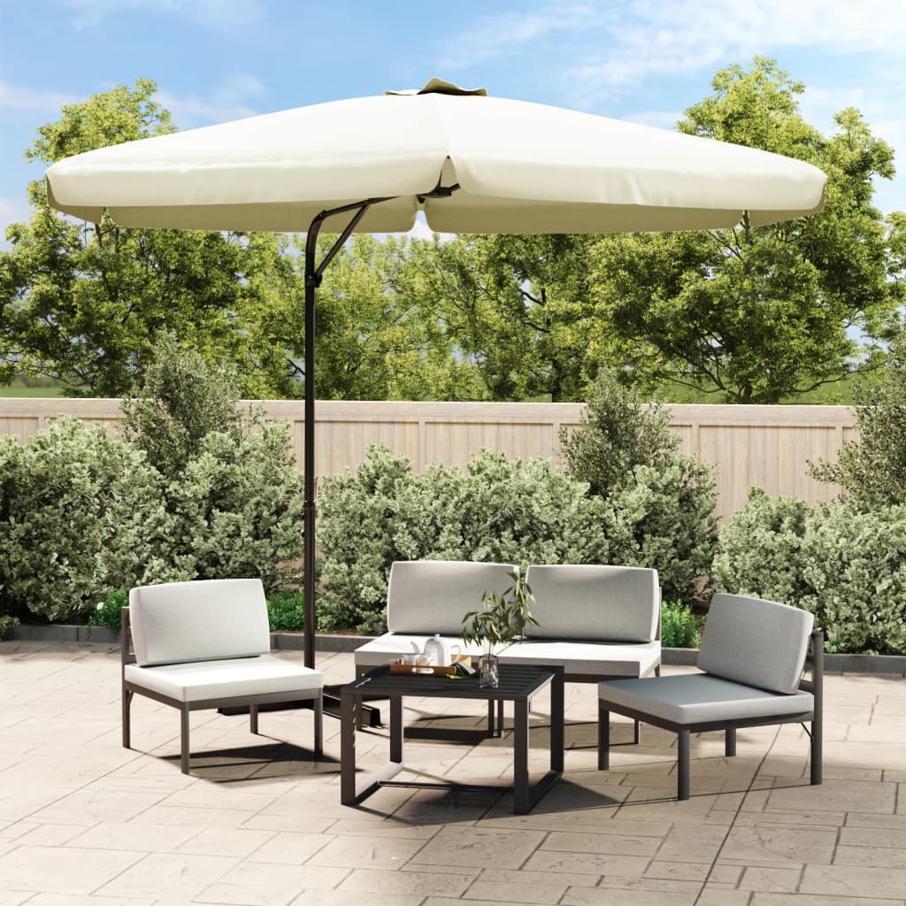 300 Cm Steel Mast Sun Umbrella In Sand White