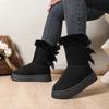 Fashion Women Mid-calf Boots Solid Color Classic Retro Shoes Women Thick Plush Thick Sole Ankle Boots Non-slip Fashion Snow Boots Women