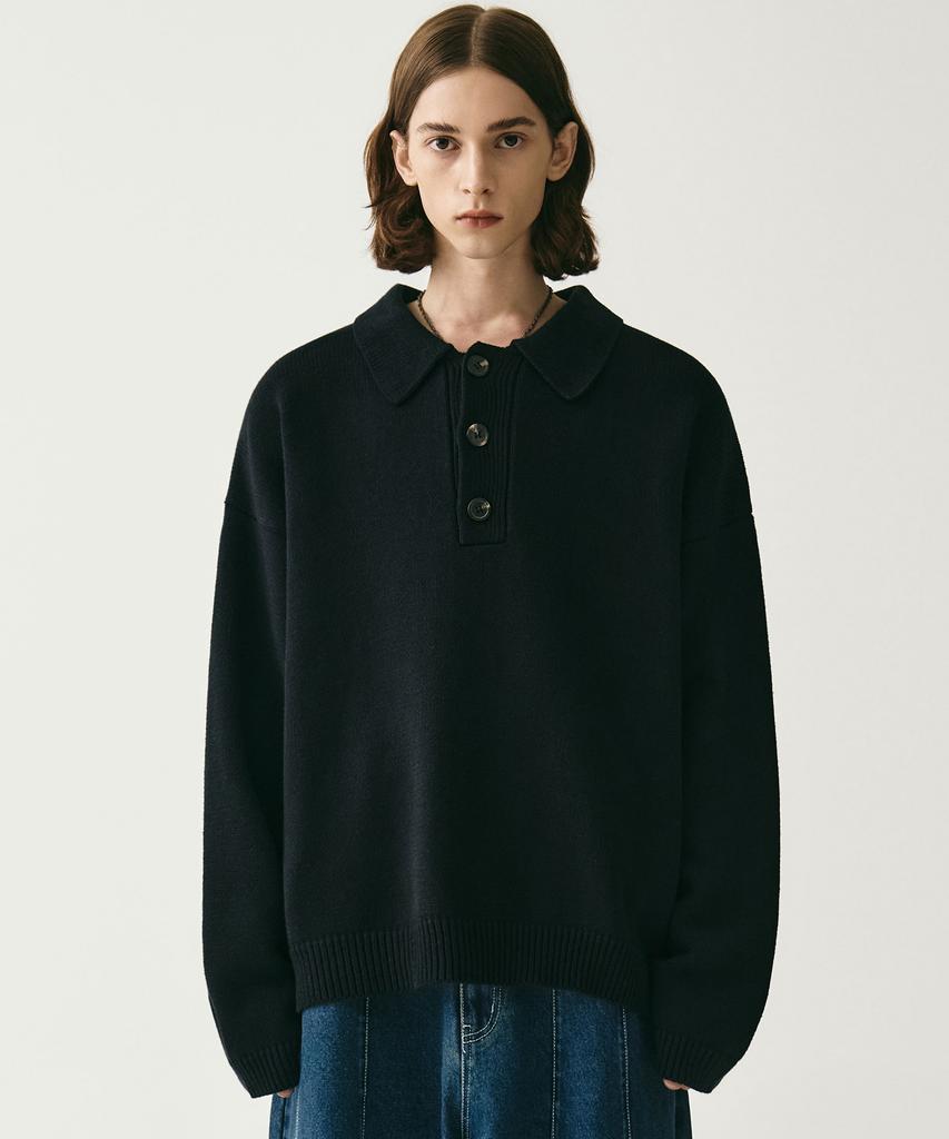 AVANDRESS Kamen Collar Knit Navy