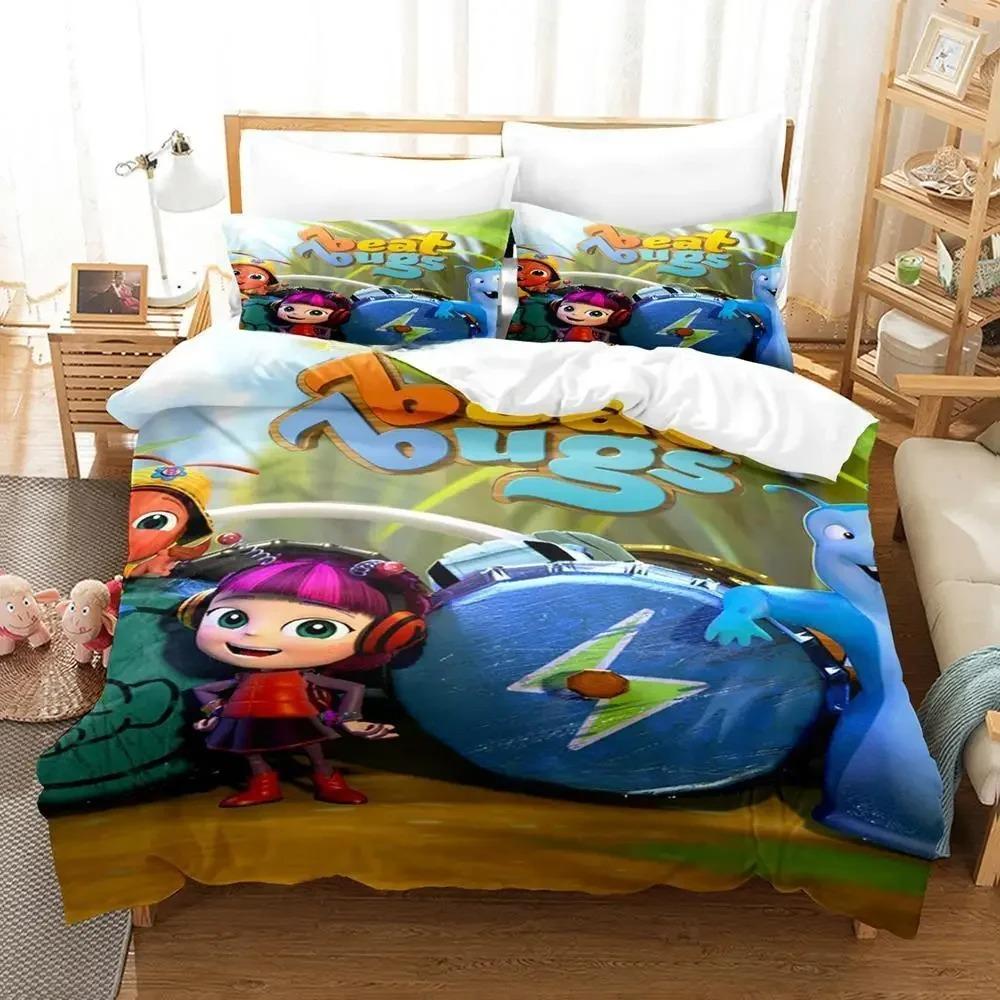 Beat Bugs Bettwäsche-Set Einzelbett Twin Full Queen King Size 3D-Druck Anime Bettbezug Bettlaken-Set für Erwachsene Kinder