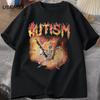 Autism Funny Skull Tshirt Mens Womens Autism Meme Pattern Tshirt Fashion Cotton Retro 2026 Summer New Street Wear