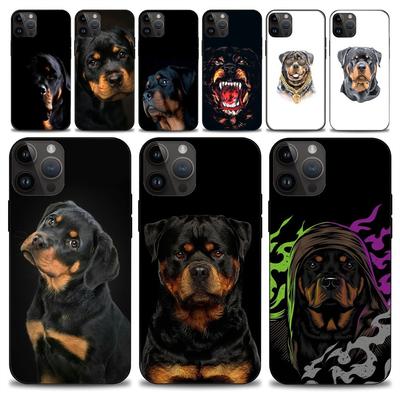Capa de celular fofa com estampa de cachorro Rottweiler para iPhone 15, 14, 13, 12, 11 Pro Max, Mini X 7 e 8