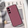 Burgundy White Stripe Pattern Phone Case For Samsung Galaxy A73,A72,A71,A70,A53,A52,A51,Others Soft Black Cover
