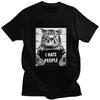 Short Sleeved Round Neck Y2k Tshirt Men Clothing New in Top Tees Mens TShirt Camisetas I Hate People Meow Print Fun Cat Print