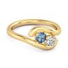 London Blue Topaz Two- 925Stone Bypass Ring - 925 Sterling Silver Gold Vermeil