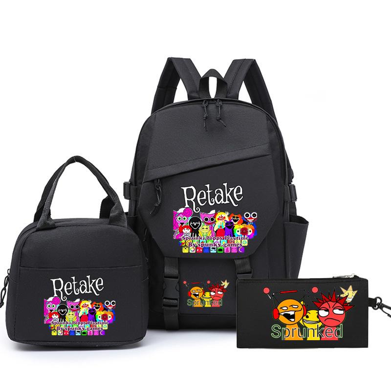 Nova mochila escolar de três peças para adolescentes com caixa de ritmo e estampa de céu estrelado para homens e mulheres