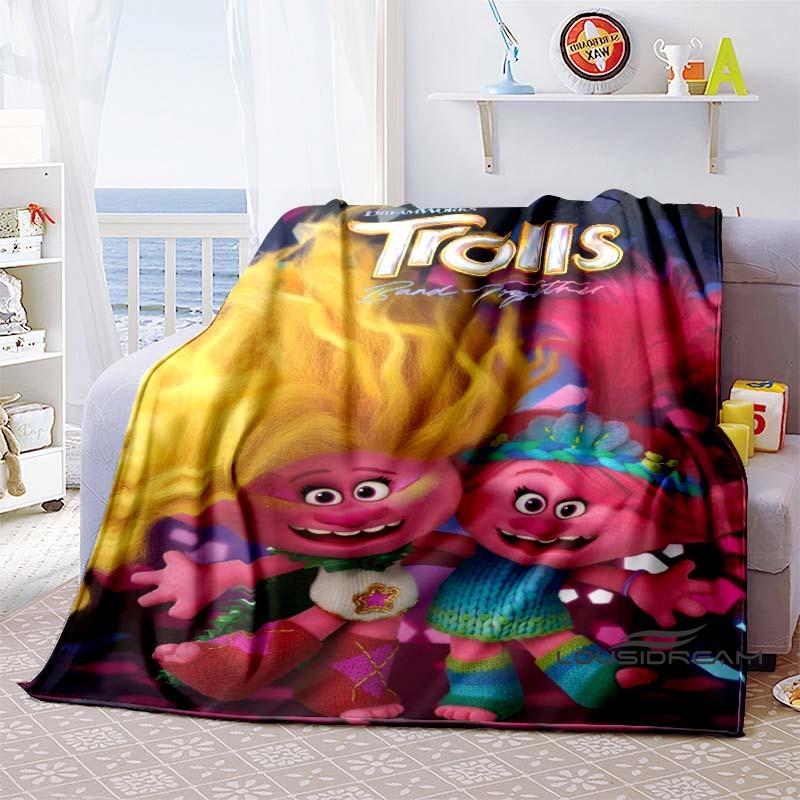 The Kawaii PoppyTrolls World Tour themed flannel blanket is perfect for kids, teens, and fans. It's a great bed blanket or sofa