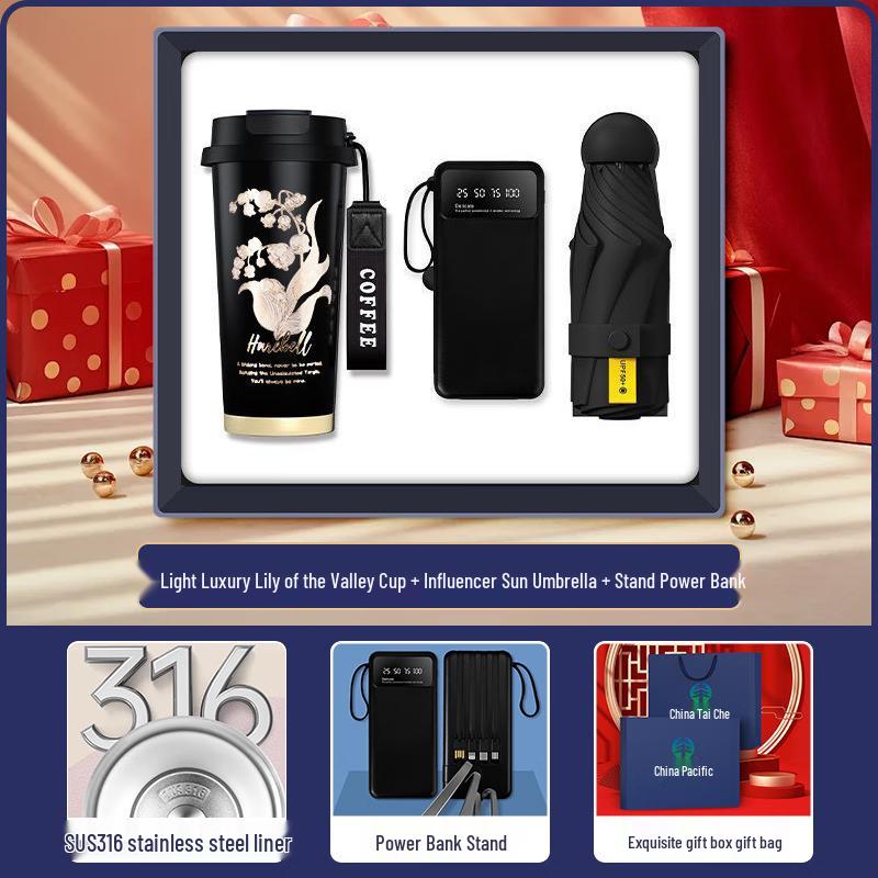 3-in-1 Business Gift Set: Coffee Mug, Power Bank & Umbrella
