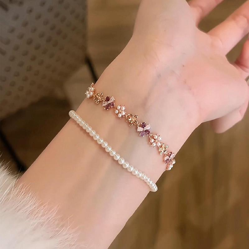 Fashion Flower Jewelry Bracelet With Cubic Zirconia For Women Gift Giving