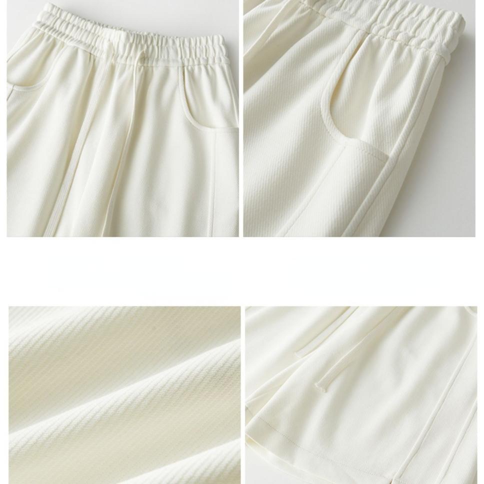 Damshorts Plus Size Träningsbyxor Tunn del i byxorna Casual Lös hög midja Raka vida ben Fempunktsbyxor