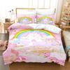 Cartoon Rainbow Duvet Cover Twin Kawaii Kids Girls Clouds Star Animals Print Bedding Set Microfiber Comforter Cover Pillowcases