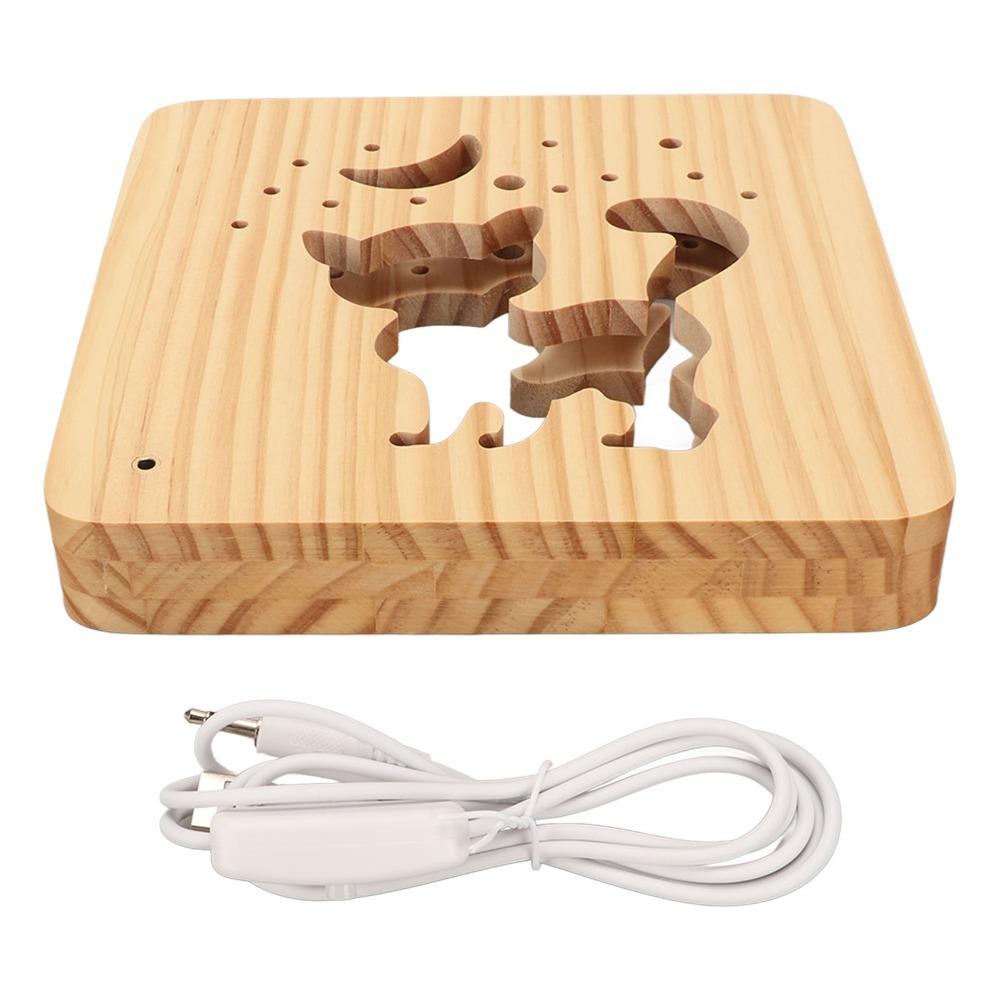 LED Light Wooden 3D Lamp Cute Cat Shape Night Light Lamp Wooden Lamp Living Room Decor