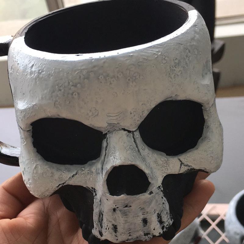 17 oz Živicový pohár na pivo s lebkou, Viking Warrior Hrnček Tankard s lebkou, Stredoveký hrnček na nápoje s lebkou na kávu/nápoje/džús
